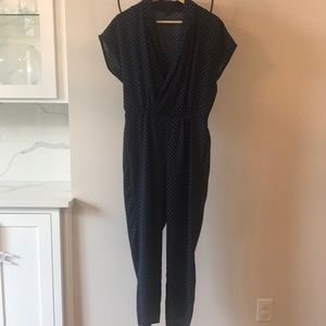 Navy and white pattern jumpsuit